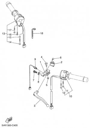 Ohjaustangon katkaisija ja vivut
