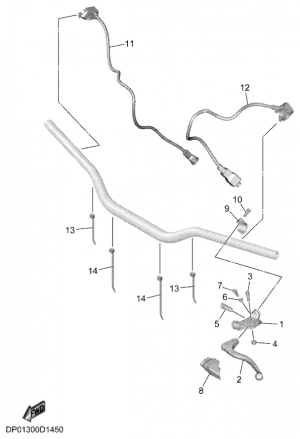 Ohjaustangon katkaisija ja vivut