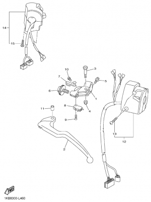 Ohjaustangon katkaisija ja vivut