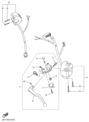 Ohjaustangon katkaisija ja vivut
