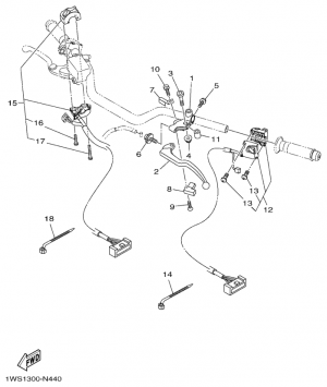 Ohjaustangon katkaisija ja vivut