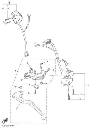 Ohjaustangon katkaisija ja vivut