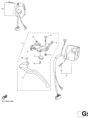 Ohjaustangon katkaisija ja vivut