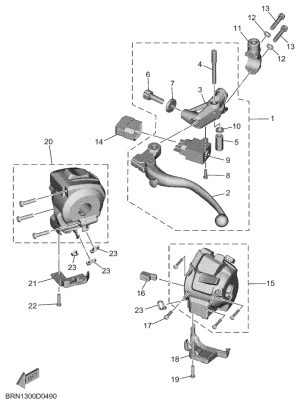 Ohjaustangon katkaisija ja vivut