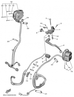 Ohjaustangon katkaisija ja vivut