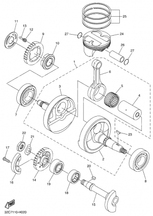 Kampiakseli ja mäntä